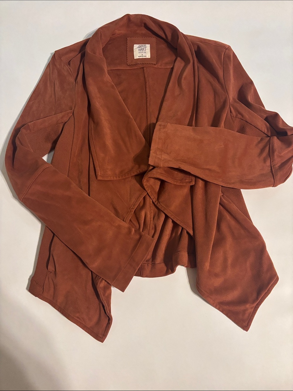 Matilda Jane Rust Draped Suede-Look Jacket